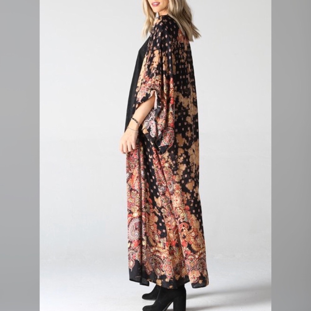 <LAST>Tie Dye Print Duster Kimono Cardigan - Picture 3 of 4